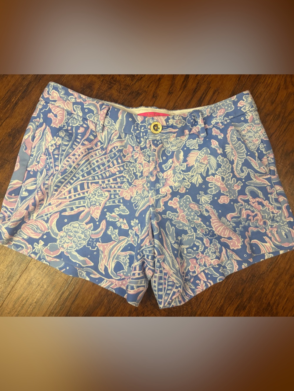 Lilly Pulitzer Pink & Blue Tropical Sea Print Shorts